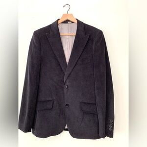 Moustache Boys XL Navy Virgin Wool Blazer Jacket Soft Corduroy Style